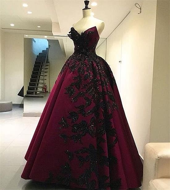 burgundy embroidered dress
