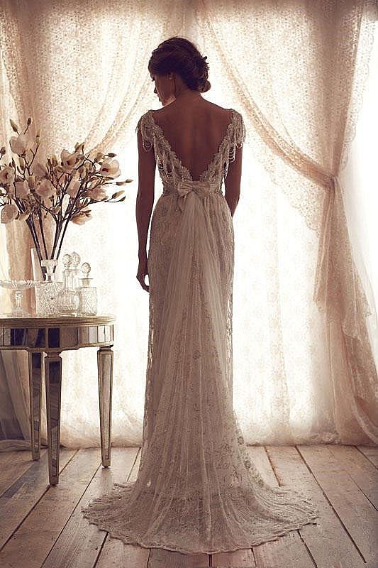 Hovedgade Duplikere kjole Vintage Ivory Lace Wedding Dresses A-Line